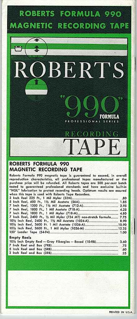 Roberts 990 Recording Tape